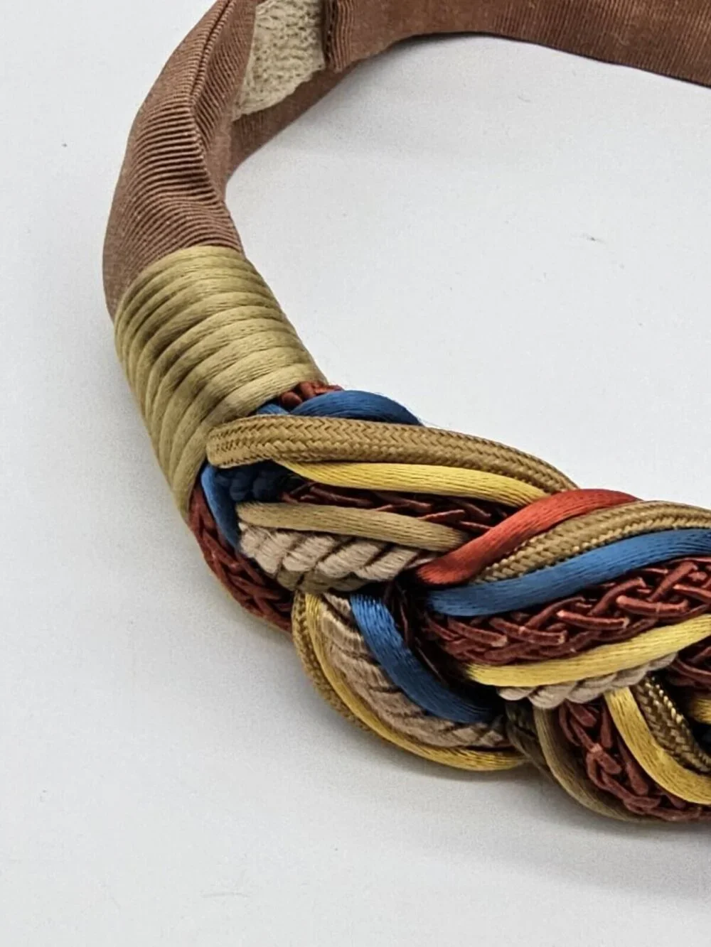 Carolyn Tanner Designs Inc Belt Brown Gold Braided Adjustable 80s Statement Belt